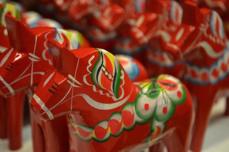 Red wooden Dala horses